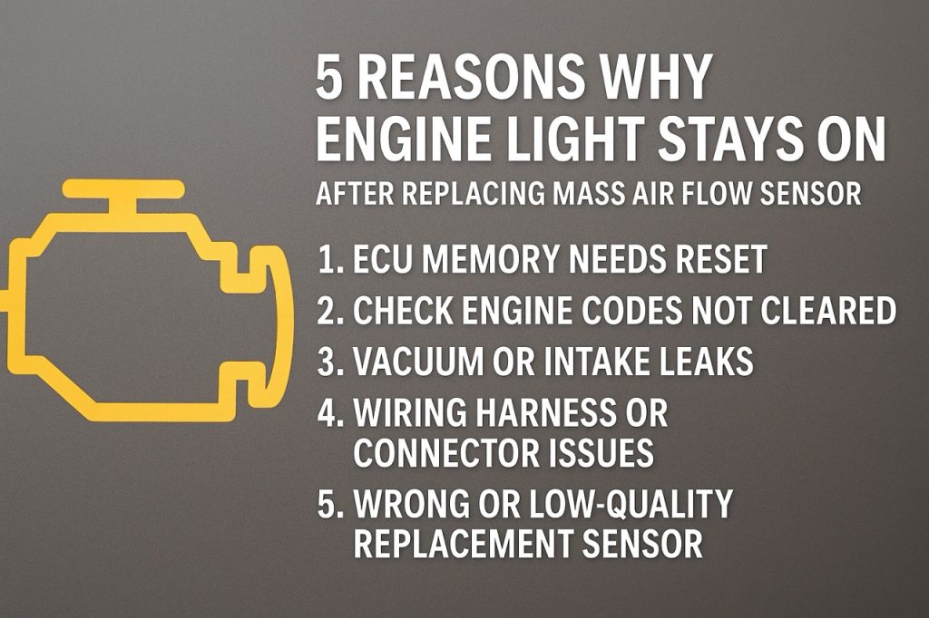 engine light still on after replacing mass air flow sensor